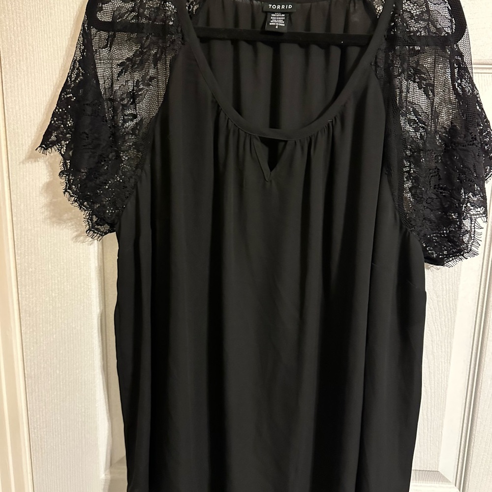 Torrid Black Lace Sleeve Top